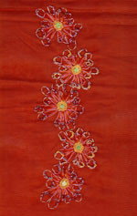 hand embroidered red fabric